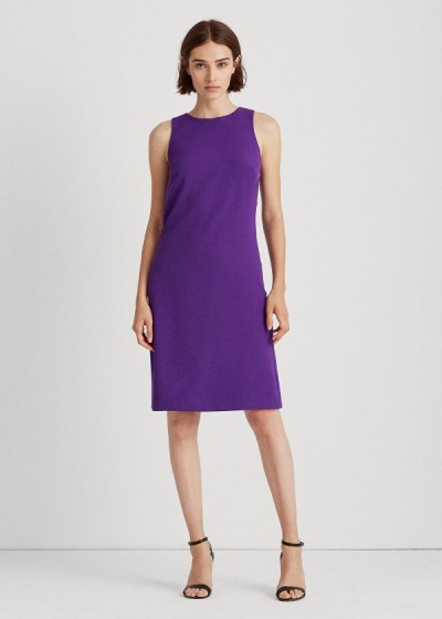 Women's Ralph Lauren Snap-Trim Crepe Shift Dresses | 576230KMR